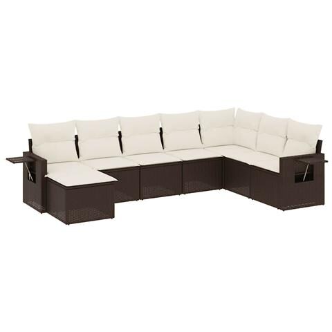 Set Divani Da Giardino 8 Pz Con Cuscini Marrone In Polyrattan - Foto 1
