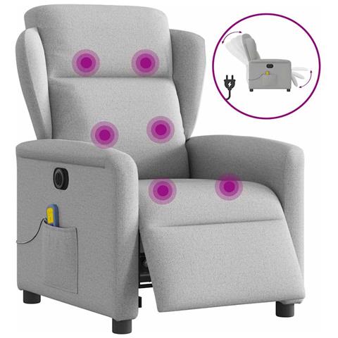 Poltrona Reclinabile Massaggio Elettrica Grigio Nuvola Tessuto - Foto 1