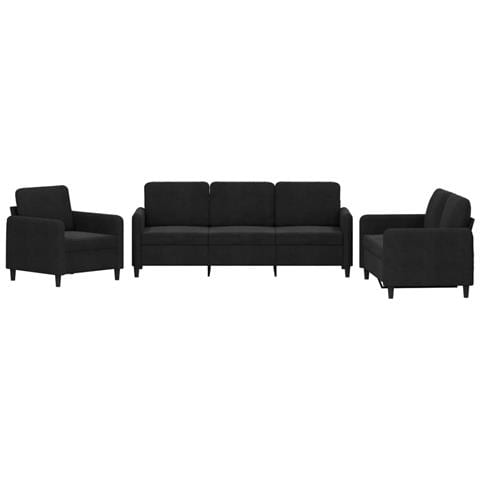 Set Di Divani 3 Pz Nero In Velluto - Foto 2