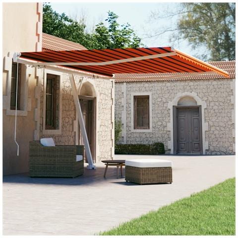 Tenda Da Sole Manuale Con Palo 400x300 Cm Arancione /marrone - Foto 8