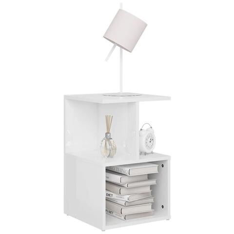 Lusso Casadino -  Comodino Bianco Lucido 35x35x55 Cm In Legno Multistrato - Foto 2