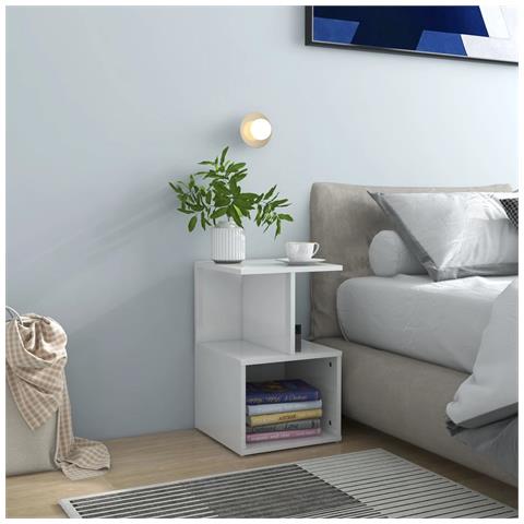 Lusso Casadino -  Comodino Bianco Lucido 35x35x55 Cm In Legno Multistrato - Foto 6