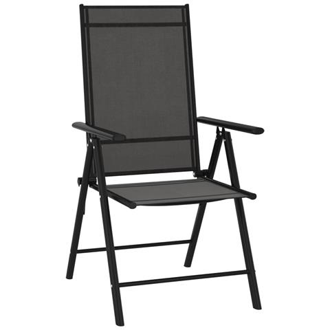 Sedie Da Giardino Pieghevoli 6 Pz In Textilene Nere - Foto 1