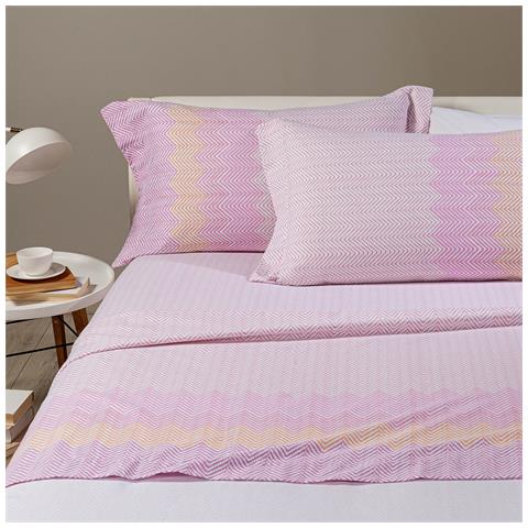 Completo Lenzuola William In Flanella Colore Rosa Misura Singolo. Lenzuolo Inferiore 90x200 cm Con Angolo Max 25cm + Lenzuolo Superiore 160x280 cm + Federa 50x80 cm - Foto 2