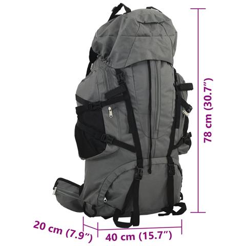 Zaino da Trekking Grigio 80 L in Tessuto Oxford - Foto 8