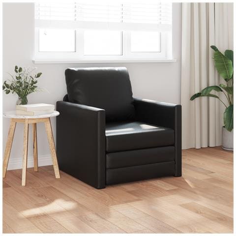 Divano Letto 2-in-1 Nera 74x77x81 cm Pelle Sintetica - Foto 2
