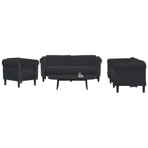 Set di Divani 3 pz Nero in Velluto - Foto 2