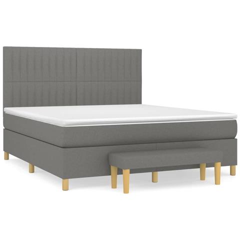 Giroletto a Molle con Materasso Grigio Scuro 160x200 cm Tessuto - Foto 1