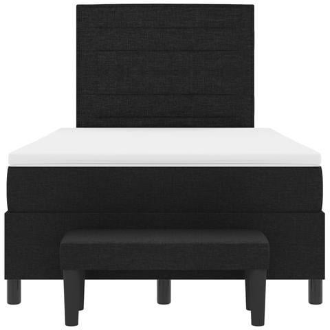 Letto Box Spring con Materasso e Panchina Nera 120x200 cm Tessuto - Foto 9