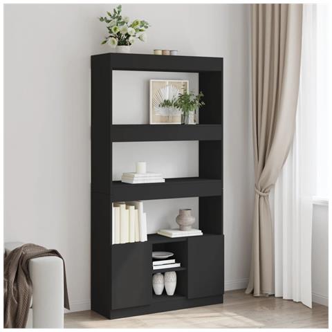 Credenza Nera 92x33x180 cm in Legno Multistrato - Foto 2