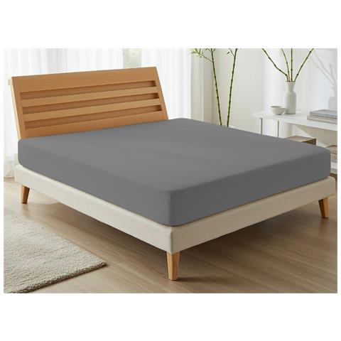 Lenzuola Sotto Con Angoli No Stiro In Tinta Unita Modello Francesca 1 Piazza Antracite - Foto 1