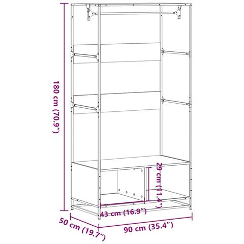 Armadio Nero 90x50x180 cm in Truciolato - Foto 9