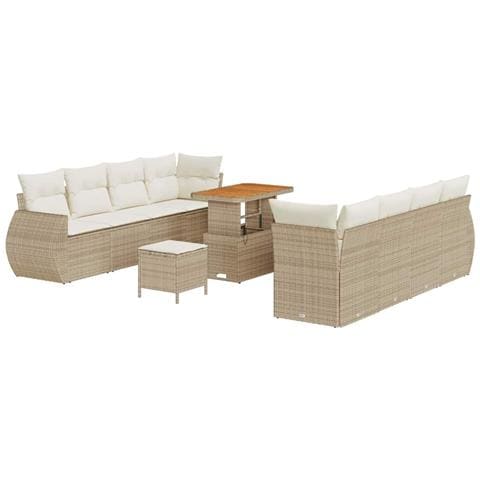 Set Divano da Giardino 11 pcs Beige Poly Rattan - Foto 1