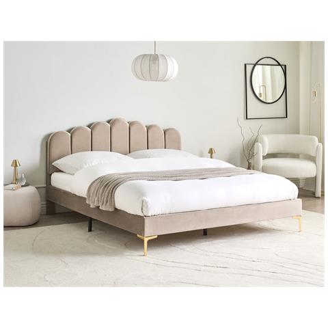 Letto Velluto Sauvian 160 X 200 Cm Tortora - Foto 1