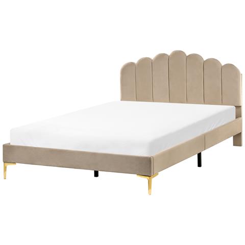 Letto Velluto Sauvian 160 X 200 Cm Tortora - Foto 2