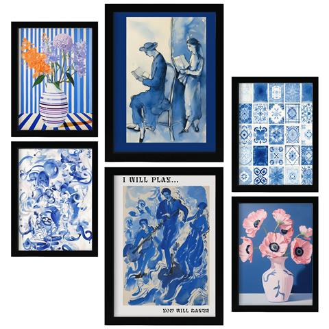 Set Di 6 Stampe Dipinti Di Successo In Versatili Dipinti Decorativi Estetici Per Il Tuo Soggiorno, Camera Da Letto, Casa A3 & A4 Cornice Nera - Foto 1