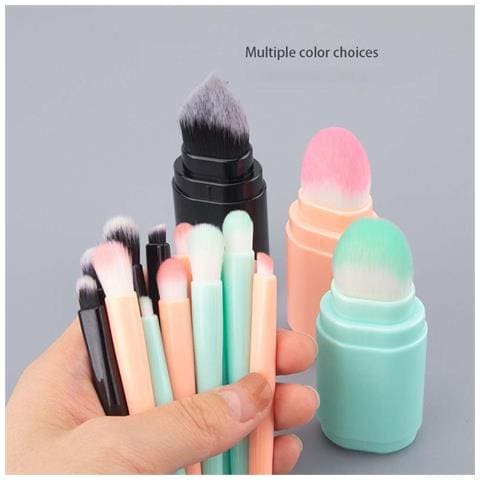 Set Di Pennelli Portatili 5-in-1 - Strumento Di Bellezza Multifunzionale Green - Foto 4