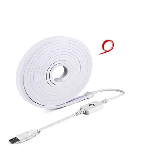 Striscia Led Neon Monocolore Dimmerabile Al Tocco Usb - Bianco Neutro 4000k Con Adesivo 1 M - Foto 1