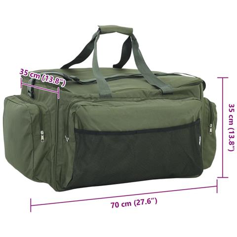 Borsa da Pesca Impermeabile Verde Scuro in Tessuto Oxford - Foto 9