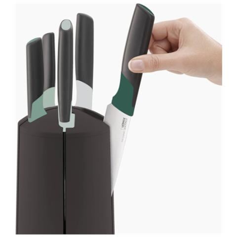 Set Di Coltelli Elevate Green 5 Pezzi Con Supporto Girevole Coltelli Ergonomici In Acciaio Inox Design Funzionale Ed Elegante Colore Verde - Foto 2