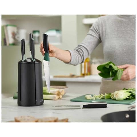 Set Di Coltelli Elevate Green 5 Pezzi Con Supporto Girevole Coltelli Ergonomici In Acciaio Inox Design Funzionale Ed Elegante Colore Verde - Foto 4