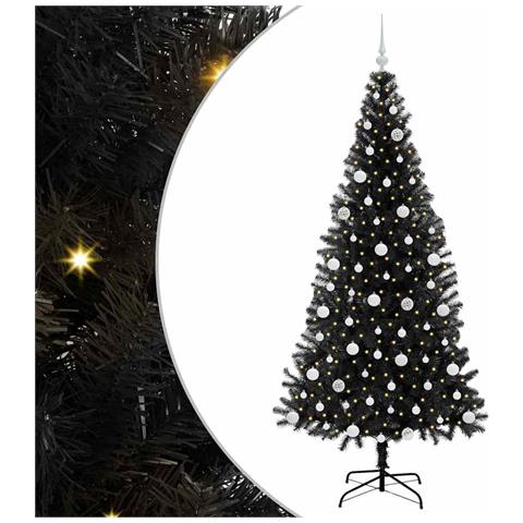 Albero di Natale con 300 LED con supporto Nero 210 cm PVC - Foto 1