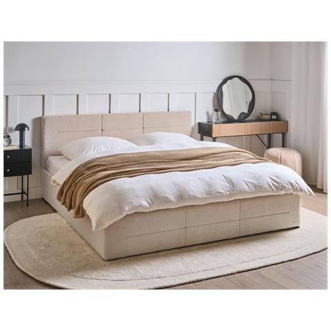 Letto Contenitore Bouclé Massognes 180 X 200 Cm Beige - Foto 1