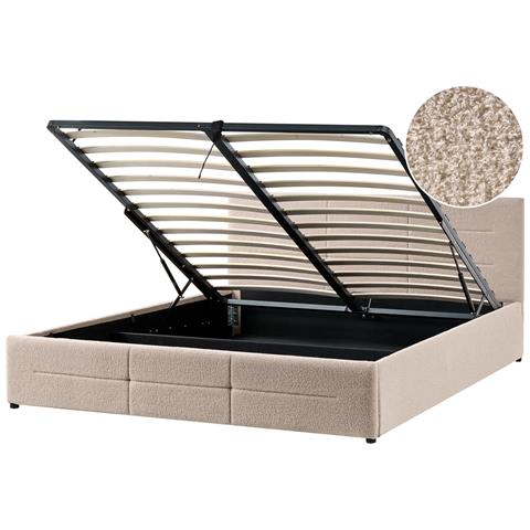 Letto Contenitore Bouclé Massognes 180 X 200 Cm Beige - Foto 2