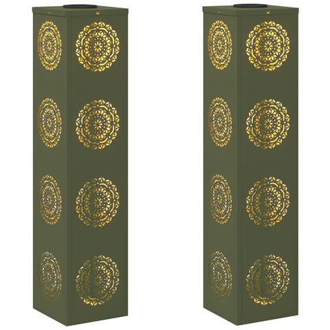 Faro LED solare per sentieri 2 pcs Verde oliva - Foto 1