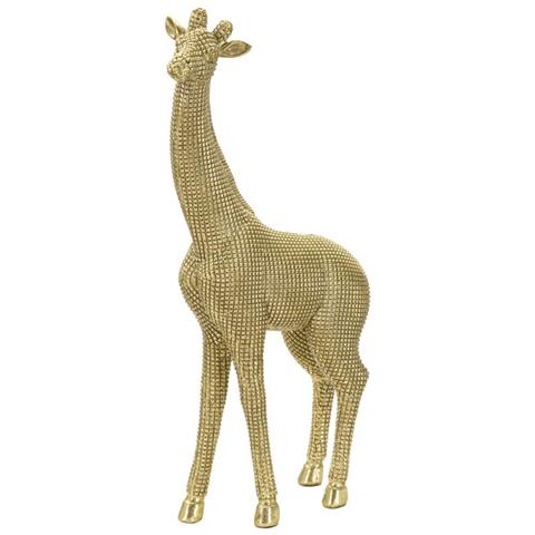 Scultura Giraffa Decorativa In Resina Dorata - Foto 1