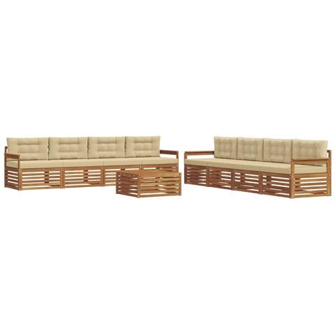 Set di divani da esterno con cuscino 9 pcs Naturale e Beige - Foto 1
