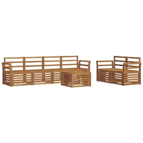 Set divani 7 pcs Naturale Legno di Acacia Massello - Foto 1