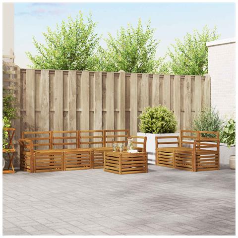 Set divani 7 pcs Naturale Legno di Acacia Massello - Foto 2