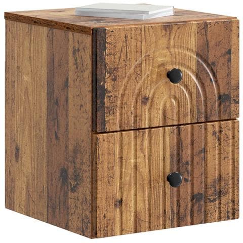 Mobiletto da notte a muro Legno antico 33 x 34,5 x 40 cm - Foto 2