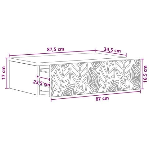 Tavolino da Parete Laterale Bianco 87,5 x 34,5 x 17 cm - Foto 8