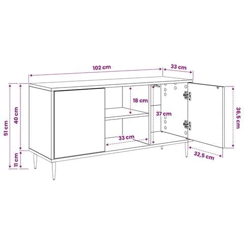 Mobile TV BREMEN 102 x 33 x 51 cm Rovere Nero - Foto 9