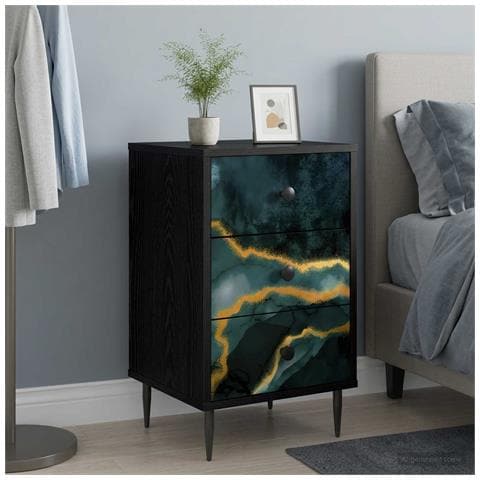 Armadio da Notte WIJHE 2 pz Rovere Nero 36 x 33 x 61 cm - Foto 2