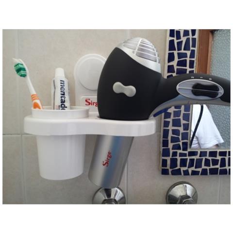 Porta Asciugacapelli Dentifricio Spazzolini Pettine Spazzola Organizzatore Da Bagno Con Ventosa E Fissaggio Senza Trapano - Foto 2