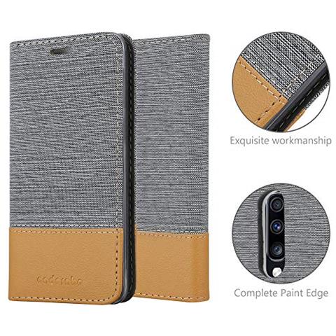 Custodia Compatibile Con Samsung Galaxy A70 In Grigio Chiaro Marrone - Coperchio Protettiva Con Chiusura Magnetica, Funzione Stand E Tasca Per Le Carte - Foto 2