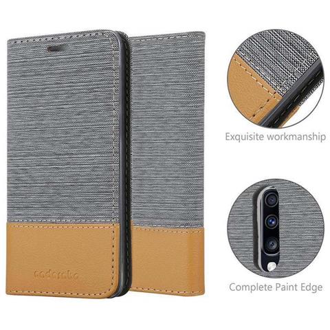 Custodia Compatibile Con Samsung Galaxy A70 In Grigio Chiaro Marrone - Coperchio Protettiva Con Chiusura Magnetica, Funzione Stand E Tasca Per Le Carte - Foto 10