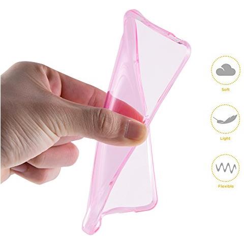 Custodia Compatibile Con Sony Xperia M5 In Rosa Transparente - Coperchio Protettivo In Silicone Tpu Flessibile - Foto 2
