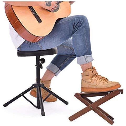 Legno Solido Chitarra Poggiapiedi 4 Livelli Di Altezza Adjusatble Nero Noce Chitarra Footres Pieghevole (noce Nera Poggiapiedi)  - Foto 4