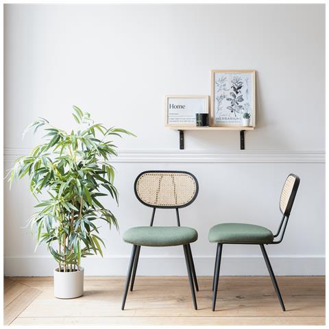 Set Di 2 Sedie In Canna E Cappio Verde Cachi Elena - Foto 12