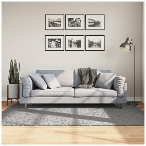 Tappeto Shaggy A Pelo Lungo Moderno Grigio 140x200 Cm - Foto 1