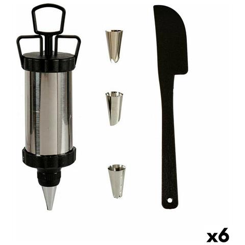 Sac À Poche Set Nero Argentato Acciaio Inossidabile Plastica (6 Unità) - Foto 1