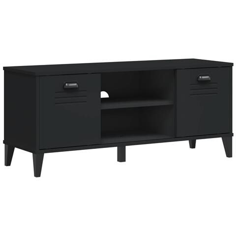 Panca Portascarpe Viken Nera 106x35x45 Cm Legno Massello Pino - Foto 2