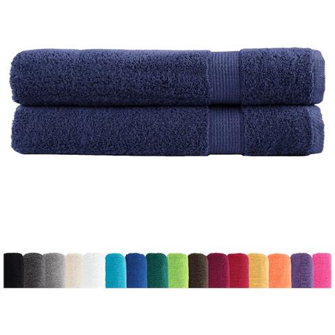 Asciugamani Premium SOLUND 2 pz Blu Navy 100x200cm 600gsm - Foto 2