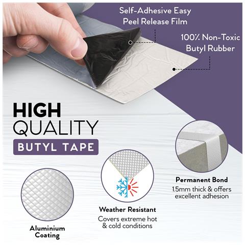 Nastro Butilico Impermeabile, Nastro In Foglio Di Alluminio Con Forte Gomma Silver - Foto 2