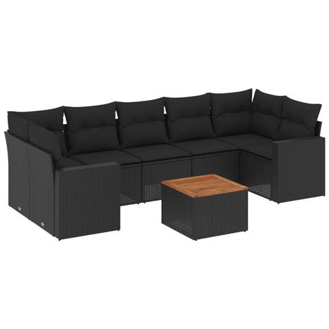 Set Divani da Giardino con Cuscini 8 pz Nero in Polyrattan - Foto 1