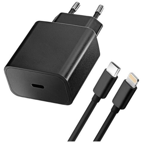 Caricabatterie Da Parete Per Casa Rapido Usb-c 20w Con Cavo Apple Lightning Black Iphone - Foto 4